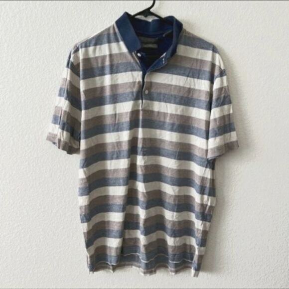 Daniel Cremieux Signature Pima Cotton Stripe Short Sleeve Polo Shirt Large L - Picture 1 of 5